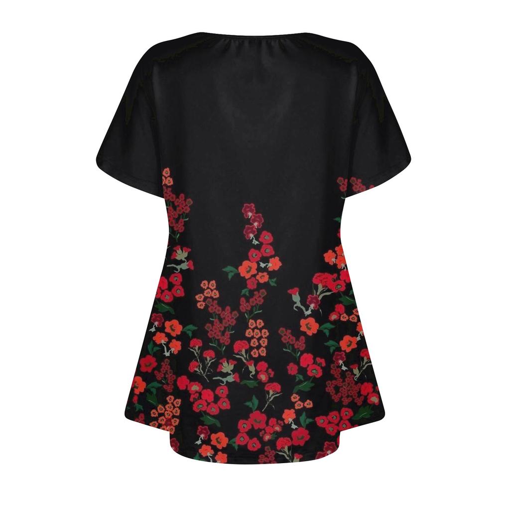 Женский топ с коротким рукавом с круглым вырезом и принтом, свободные повседневные топы с короткими рукавами больших размеров