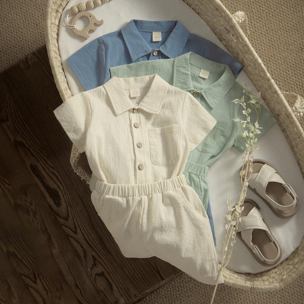 6M-4Y Summer Baby Boy Clothes Sets Toddler Infant Kid Solid Color Shirt Tops Shorts Casual Outfits Soft Summer Clothing