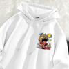 Unisex Retro American Cartoon Print Hooded Sweatshirt Loose Streetwear Oversized Pullover