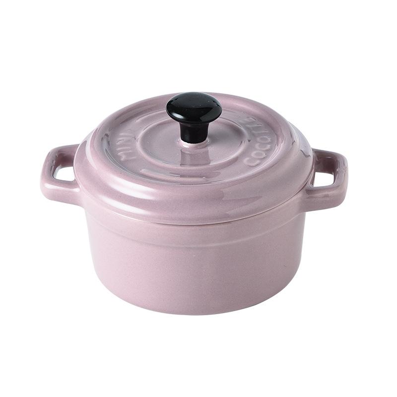 Двойная керамическая миска для варки яиц на пару с крышкой для домашнего декора, десертная миска для детского питания, однотонный декоративный мини-поднос INS