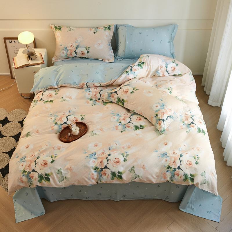 Комплект из четырех предметов, пододеяльник из чистого хлопка, простыня из хлопка, комплект из трех предметов для односпальной кровати в общежитии