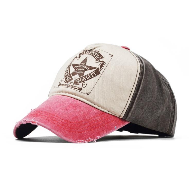Vintage Distressed Baseball Cap "Jewel Shine" Print Washed Cotton Dad Hat