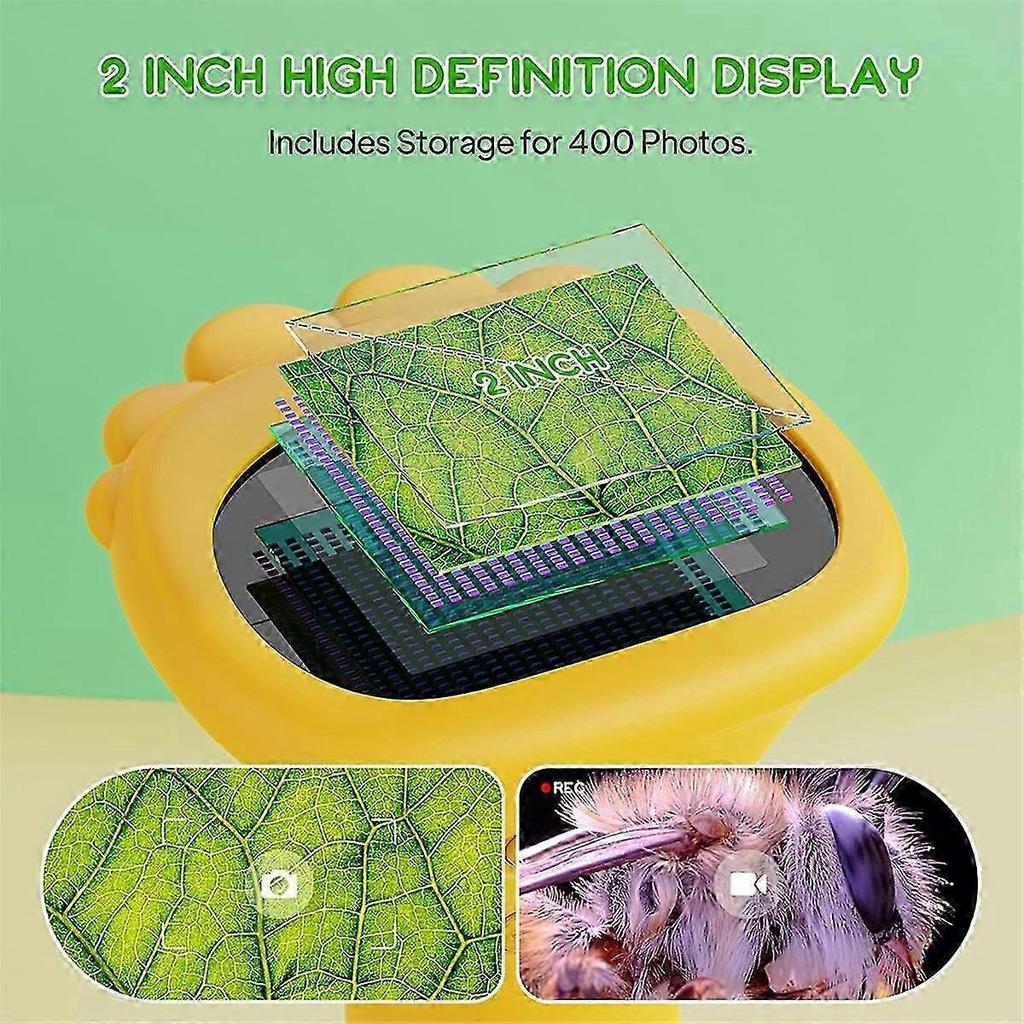 Kids Pocket Digital Microscope with 8 LED Lights 50-1000x Zoom Magnification Childrens Science Exploration Learning Tool
