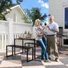 Garden Set for 4 People, 1 Table & 2 Benches, Metal, Black
