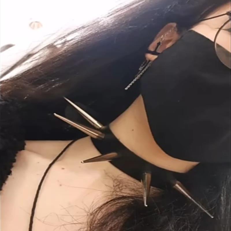 Длинное колье с шипами в стиле панк, воротник из искусственной кожи, крутое ожерелье с большими заклепками, аксессуары