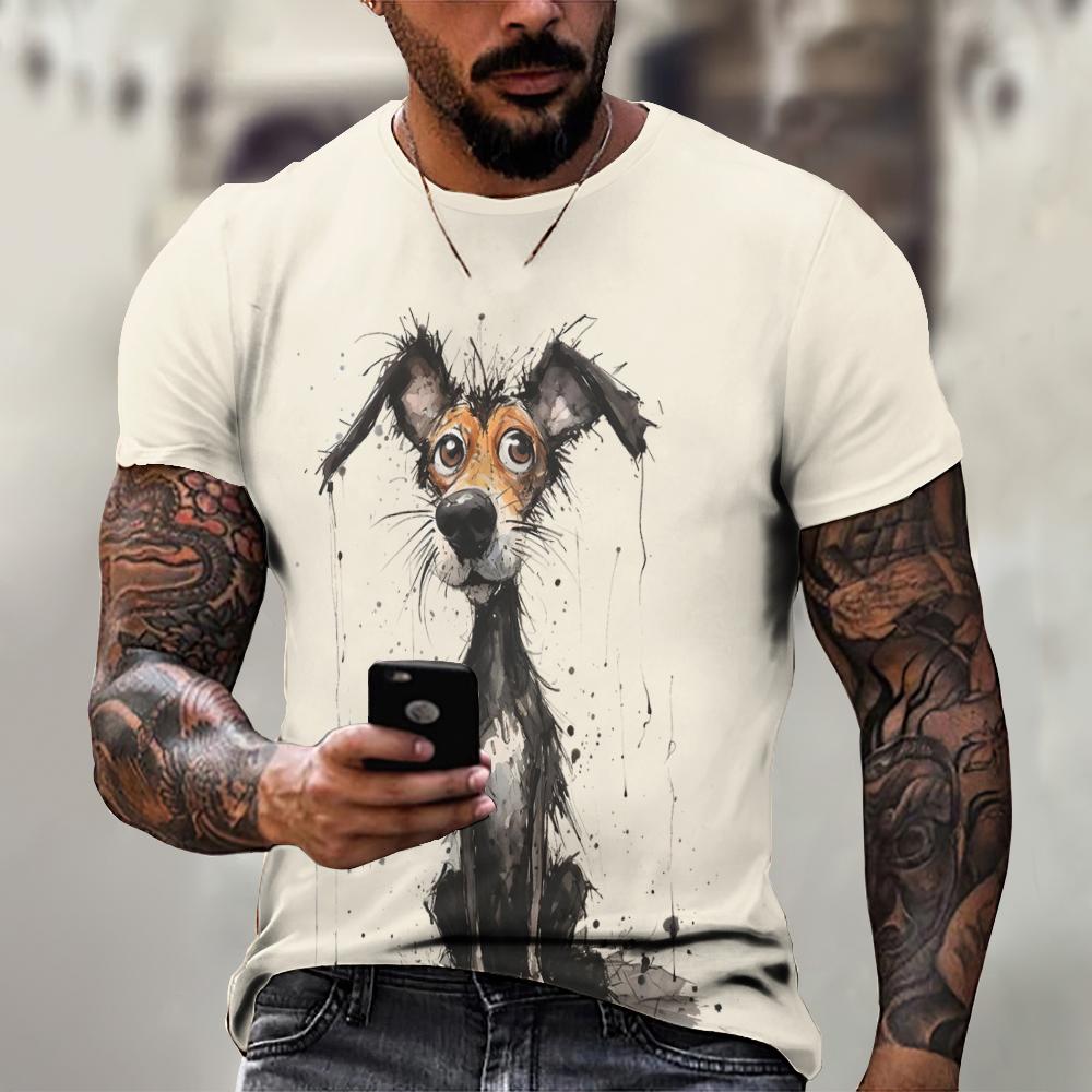 Летняя футболка с короткими рукавами и животными для мужчин, повседневная футболка с 3d узором и принтом, модная уличная одежда больших размеров, мужская футболка, спортивная одежда