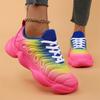 Женские кроссовки, модные туфли на платформе радужного цвета, повседневная обувь для ходьбы, удобная и легкая женская вулканизированная обувь для активного отдыха