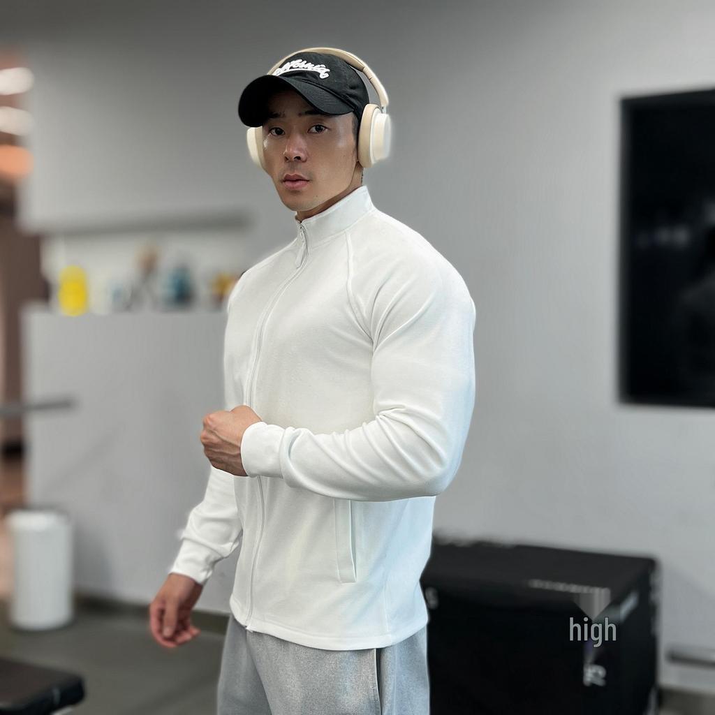 Мужской Тяжелый Двусторонний Теплосберегающий Приталенный Базовый Слой на Молнии с Длинным Рукавом Высокой Эластичности для Фитнеса Осень/Зима.