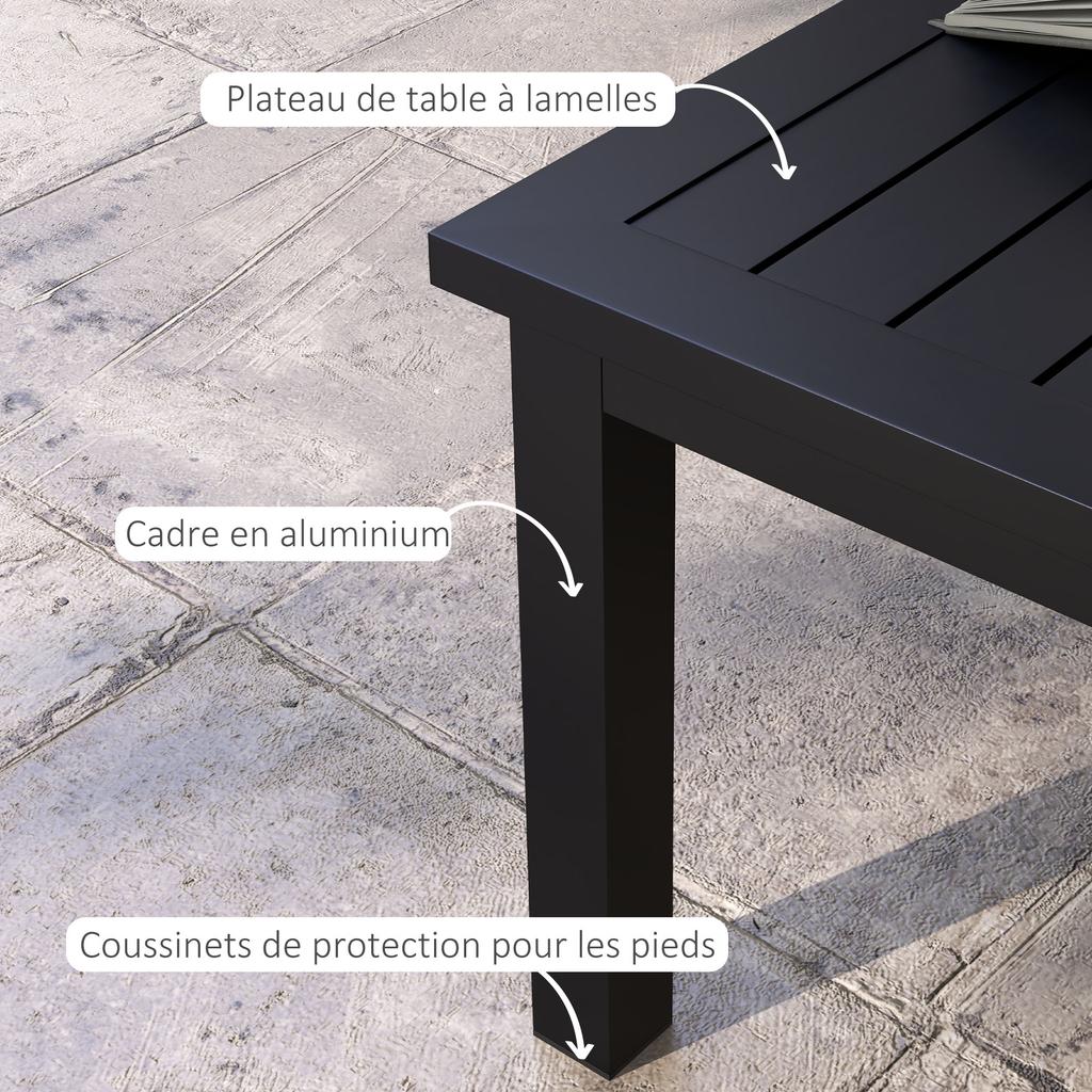 100cm x 60cm Aluminium Outdoor Coffee Table - Black