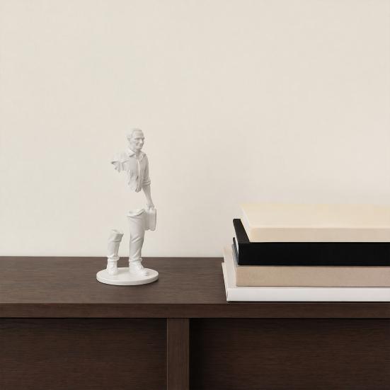 3D Printing Sculpture, Abstract Decorative Items, Matte White Minimalist Ornament, for Office Desk Business Study Room Decor