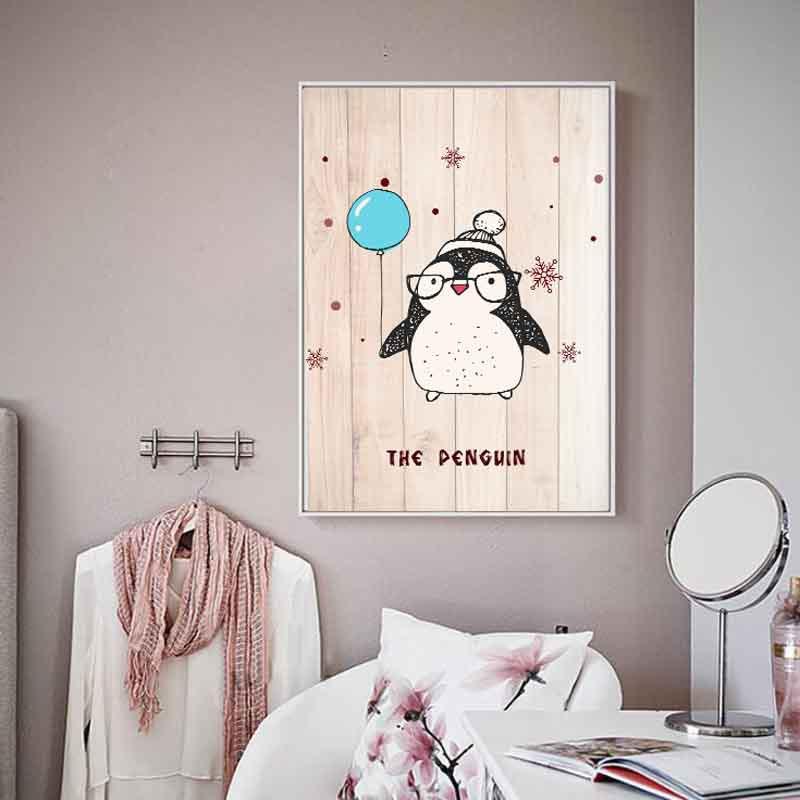 Cute Animals Fox Penguin Milu Deer Canvas Painting Nursery Wall Art Kid's Room Decor Boys Girls Home Decor Kitchen Posters No Frame