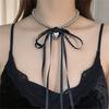 Милое Крутое Любовное Сердце Кулон Лента Бант Бисерное Ожерелье Чистая Страсть Ветер Чокер Цепочка для Ключицы Для Женщин