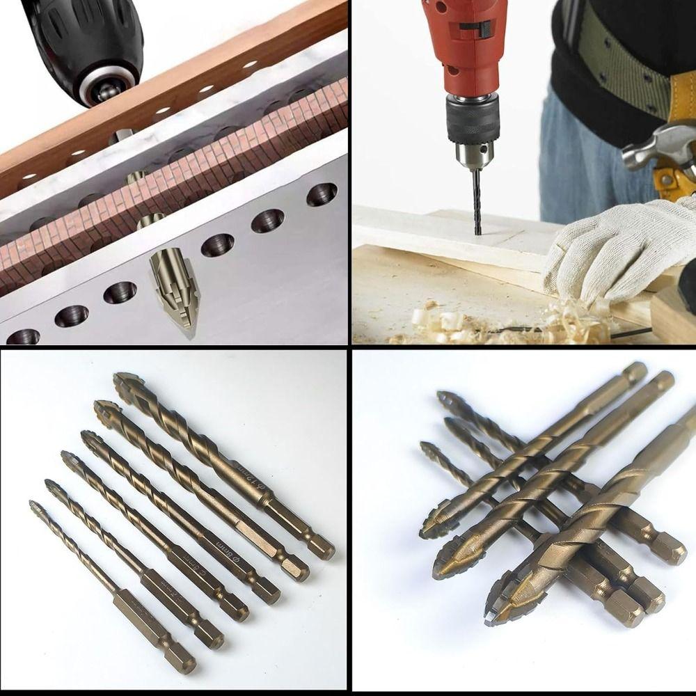 Four-Edged Eccentric Drill Bit Skewed Head Concrete Drill Bit Set for 4/6Pcs Drilling Tool