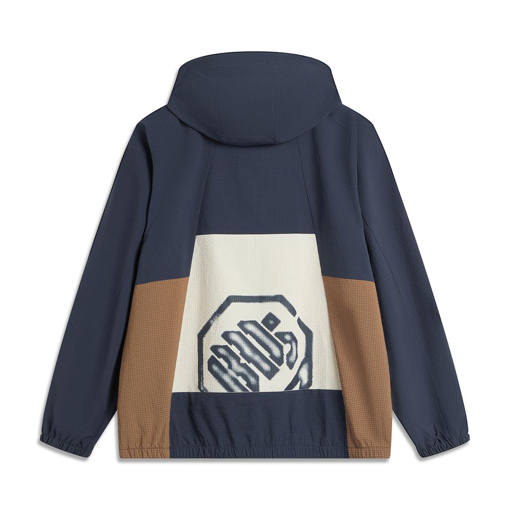 Li Ning Badfive Свободный кардиган с капюшоном на молнии для мужчин, верхняя одежда, темно-синий, овсяно-серый, коричневый, AFDU211-5