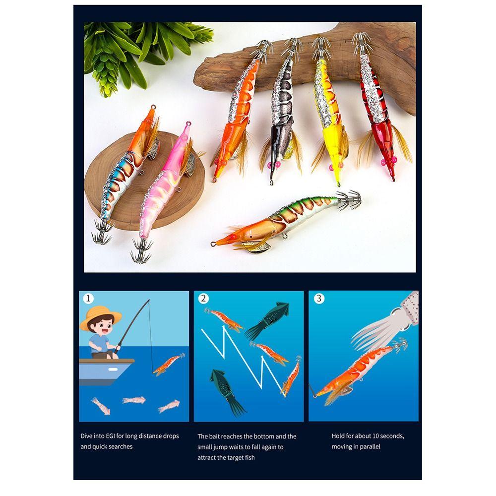 130mm/20g Wood Shrimp Lures 3.5# Squid Hook 2025 Octopus Lure Simulation