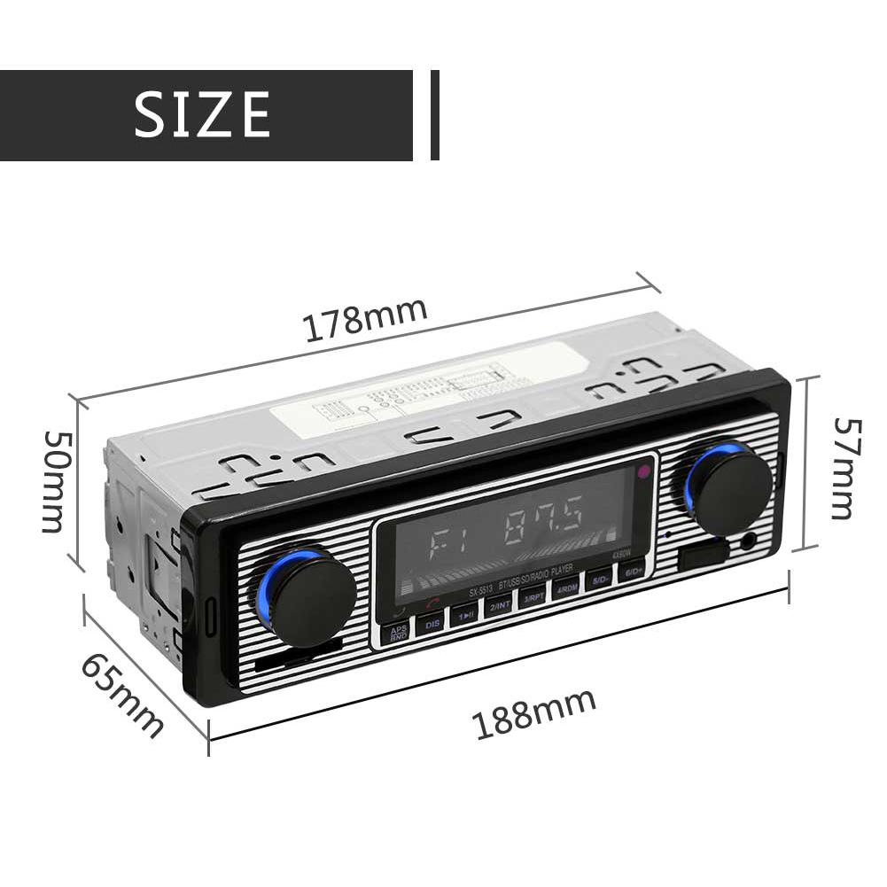 Автомобильный радиоприемник Bluetooth стерео аудио винтажный беспроводной MP3 мультимедийный плеер AUX USB FM 12 В классический стерео аудиоплеер