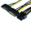New Dual 15Pin SATA Male To PCIe 8Pin(6+2) Male Video Card Power Cable