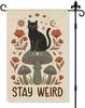 Stay Weird Garden Ag Double Sided Yard Outdoor Decoration 12x18 Inch, Retro Tarot Black Cat Outdoor Yard Garden Ag, Autu Kkz