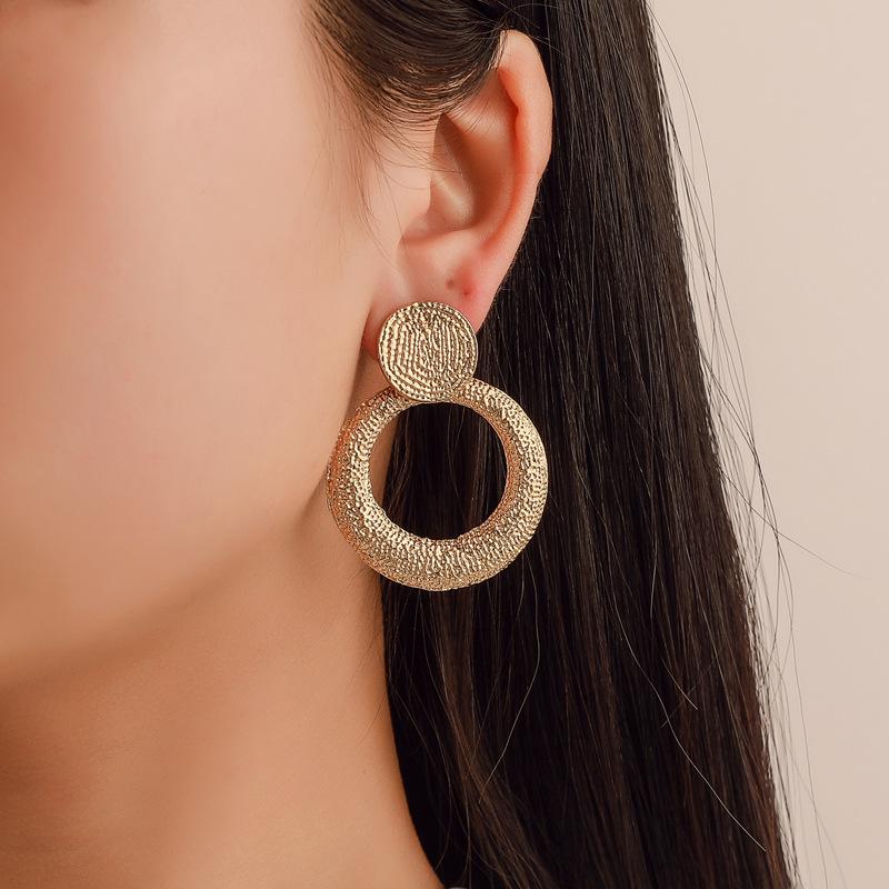 Frosted Geometric Earrings Cold Wind Exaggerated Retro Round Earrings Temperament Wild Earrings MIT