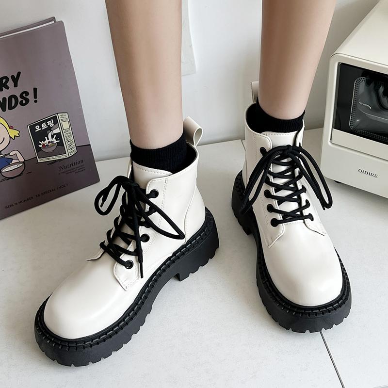 Модные армейские ботинки на толстой платформе для женщин, осенне-зимние, из искусственной кожи, женские панк-ботинки с толстой подошвой и нескользящей подошвой для мотоциклистов