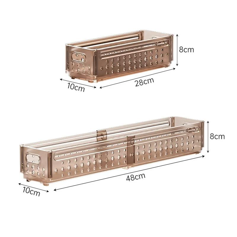 Stretchable Storage Drawer Large Capacity Kitchen Cabinet Organizer Snacks Cosmetics Storage Box Wardrobe Organizer Save Space