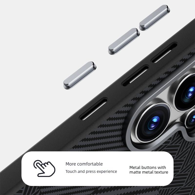 Magnetic Carbon Fiber Pattern Phone Case for Samsung Galaxy S26 Ultra S25 Edge S26Pro S24 Plus FE Metal Lens Protective Cover