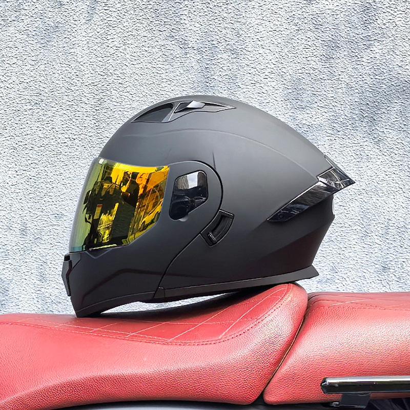 Small Shell Helmet Peel-off Helmet Motorcycle Helmet Locomotive Double Lens Men's and Women's Four-season Motorcycle Cruise Helmet Large