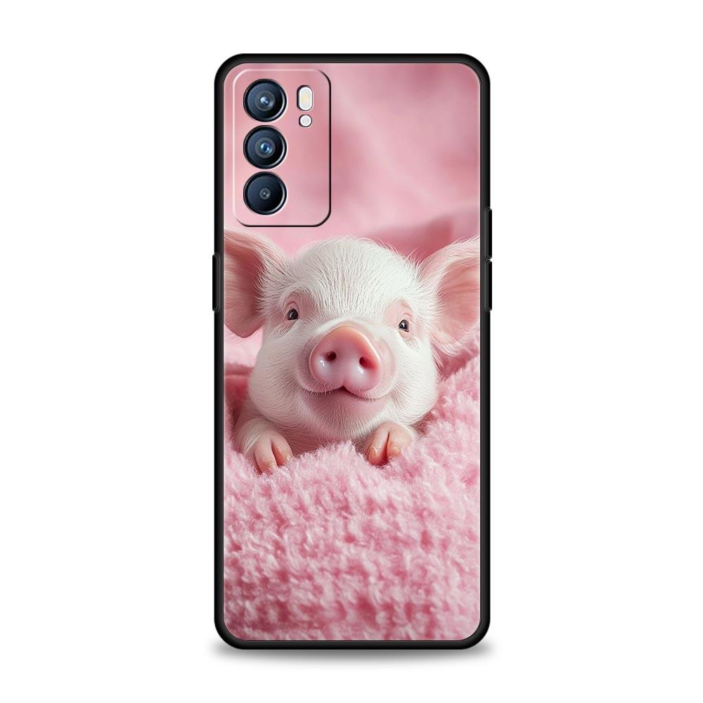 Милый Чехол для Телефона в Виде Свинки Для Oppo A17 A31 A54 A57 A78 A79 A98 Find X5 X6 Reno 6 7 8 10 11 12 13 F Pro 5G Мягкий ТПУ Чехол Fundas Capas