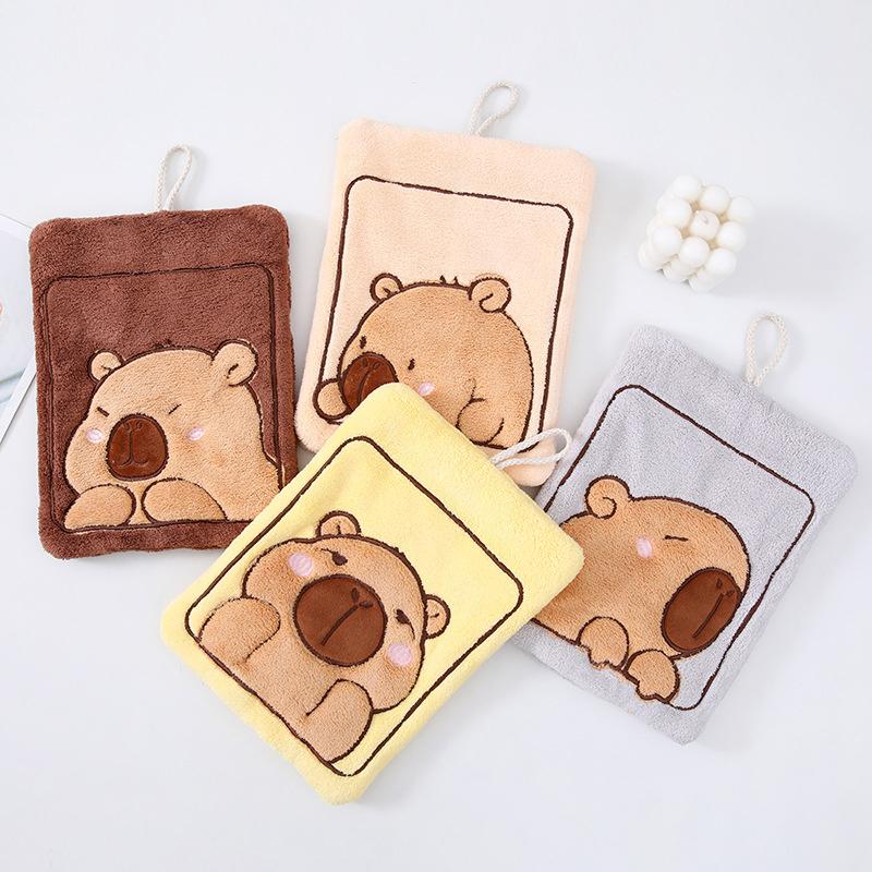 Милое полотенце для рук Capybara полотенце для рук Коралловый флис впитывающие полотенца для купания кухонные подвесные полотенца Мягкая тряпка для мытья посуды