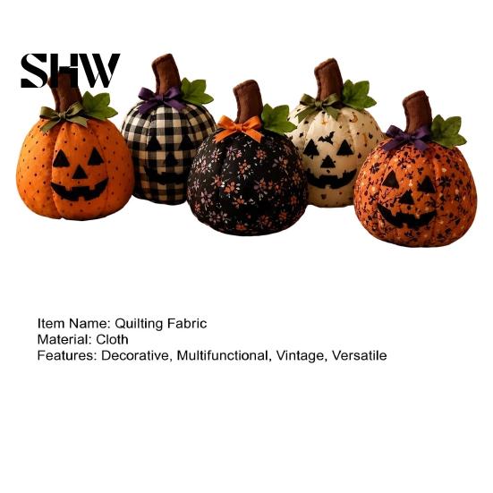 Window Sill Thanksgiving Decorations Fall Quilting Fabric for Patchwork Pumpkins, Square Autumn Precut Quilted Fabric, Vintage Polka Decorative Gourds