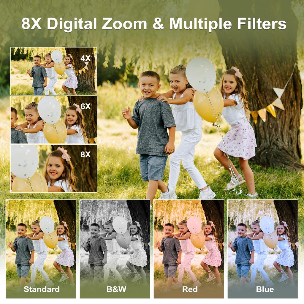 D15 Compact Digital Camera, Easy To Use, Digital Zoom, Autofocus, SD Card Included, Webcam for Kids and Beginners (Orange)