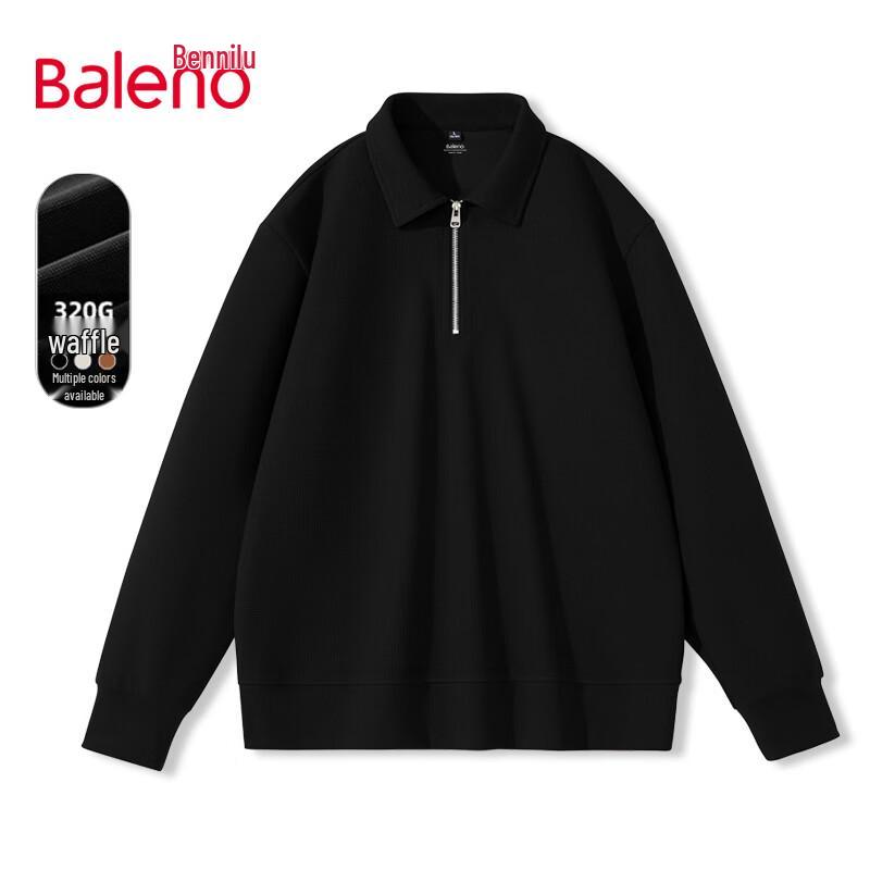 Baleno Men's Waffle Knit Polo Collar Sweatshirt