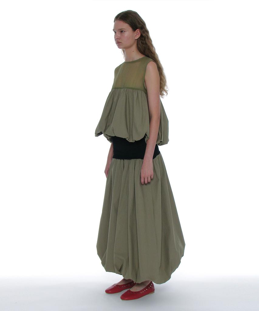 PARTIMENTO WOMEN Sleeveless Puff Blouse_Light Khaki