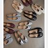 Grape Mother, the Same Style, Light Mouth, One-word Belt, Thin and Soft Split-toe Shoes, Women's Single Shoes, Genuine Leather Flat-soled Slippers.