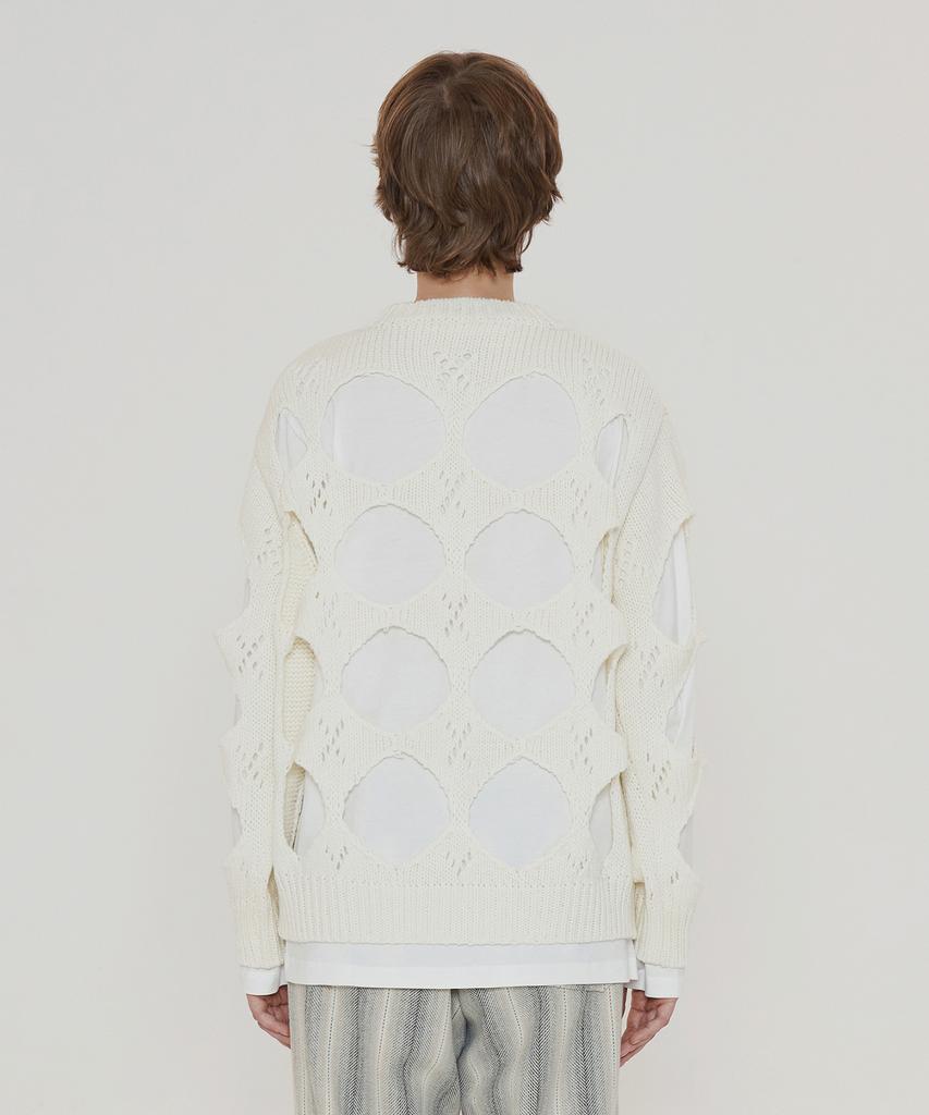 UNALLOYED Hole Argyle Round Knit / Ivory