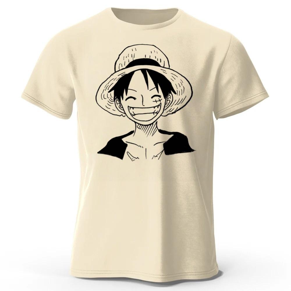 2026 Новая One Piece Луффи Чистый Хлопок Короткий Рукав Мужская и Женская Модная Уличная Одежда Большого Размера Свободная Спортивная Футболка