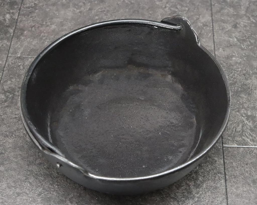 Asahi Irori Pot, Black Enamel, 24cm (2L Capacity), with Wooden Lid (Gas and IH Compatible), Commercial Use