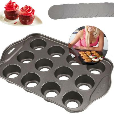12 мини-круглых форм для выпечки чизкейков и кексов с антипригарным покрытием, форма для олова для кексов