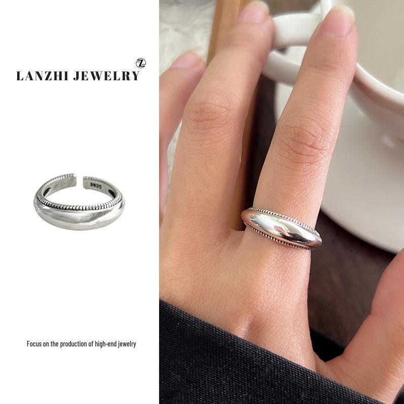 Тайское серебро Женское наборное кольцо - Серебро 925 пробы, Нишевый дизайн, Простые и универсальные украшения