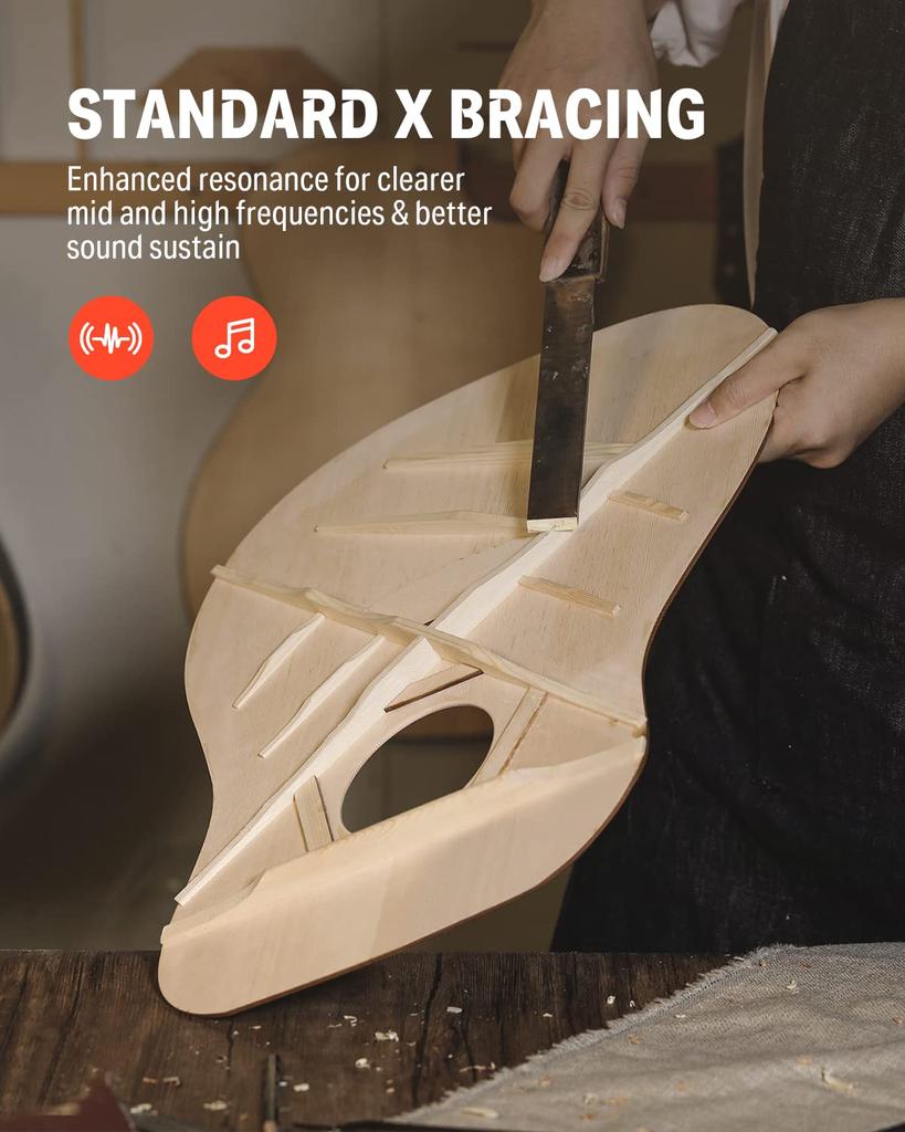 Donner Acoustic Guitar Beginner Set Spruce Top 41 Inch Folk Guitar Dreadnought Right Handed Soft Case Tuner Included Sunburst DAG-1