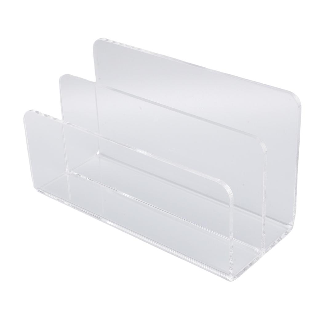 Mail Sorter Transparent Acrylic Multifunctional 2 Compartments Desktop Letter Holder with Anti Slip Base for Envelope