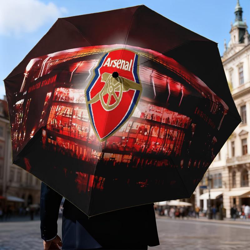 Arsenal Football Club Crest Automatic Folding Umbrella - 8-Rib Travel Umbrella with Auto Open/Close & Portable Gifts for holidays or birthdays