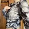 WTEMPO Шикарные сетчатые футболки с принтом Tie Dye, женские повязки на шнурке, винтажные облегающие топы Y2K, футболки с длинными рукавами, уличная одежда