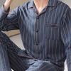 Домашняя одежда, комплект одежды для сна, семейная одежда для отдыха, стильный мужской пижамный комплект на весну/осень с воротником-лацкан и длинными рукавами