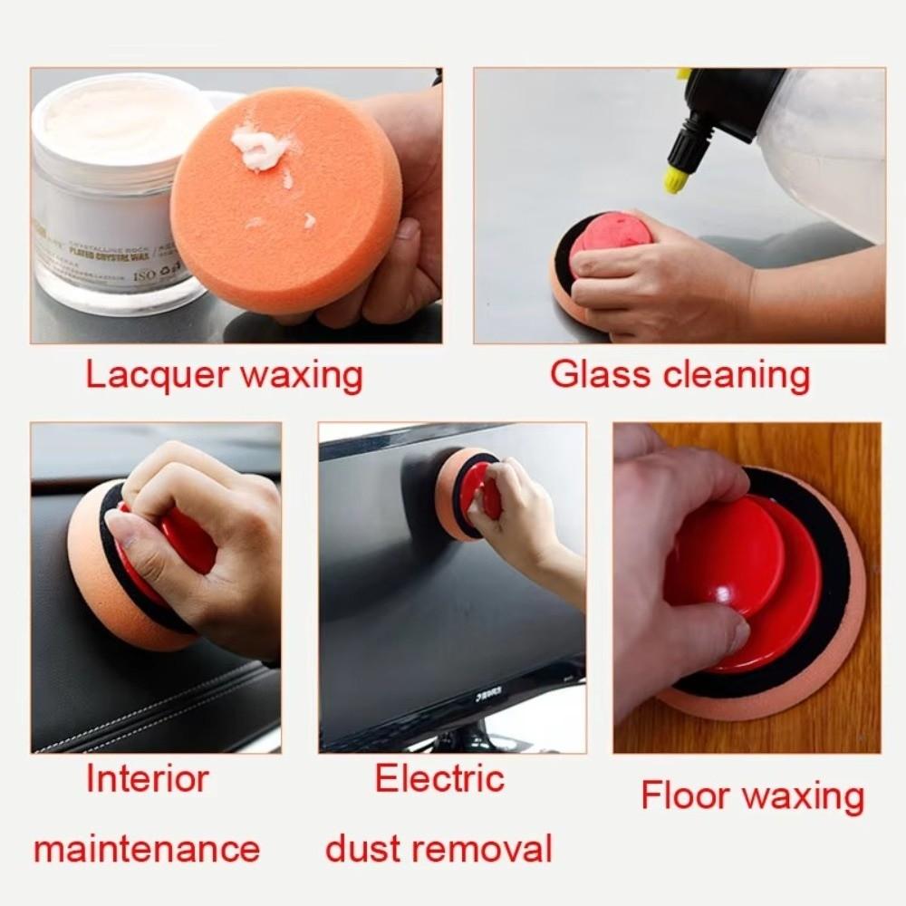 6Pcs Handle Car Wax Wash Polish Pad Car-Styling Polisher Power Handle Waxing Sponge Microfiber Sponge Car Cleaning Cloth