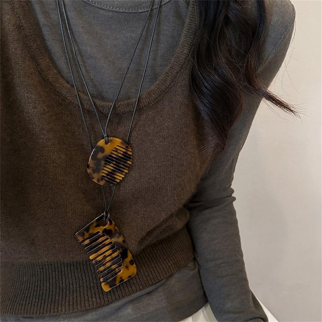 Модное ожерелье с подвеской в виде гребня для укладки, бахрома, портативное прочное акриловое ювелирное украшение, аксессуар для женщин, ежедневное использование