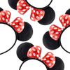 Set of 24 Mickey Minnie Mouse Costume Deluxe Fabric Ear Headband White Polka Dots for Boys Girls Birthday Party Hair Accessories Baby Shower Head Wear