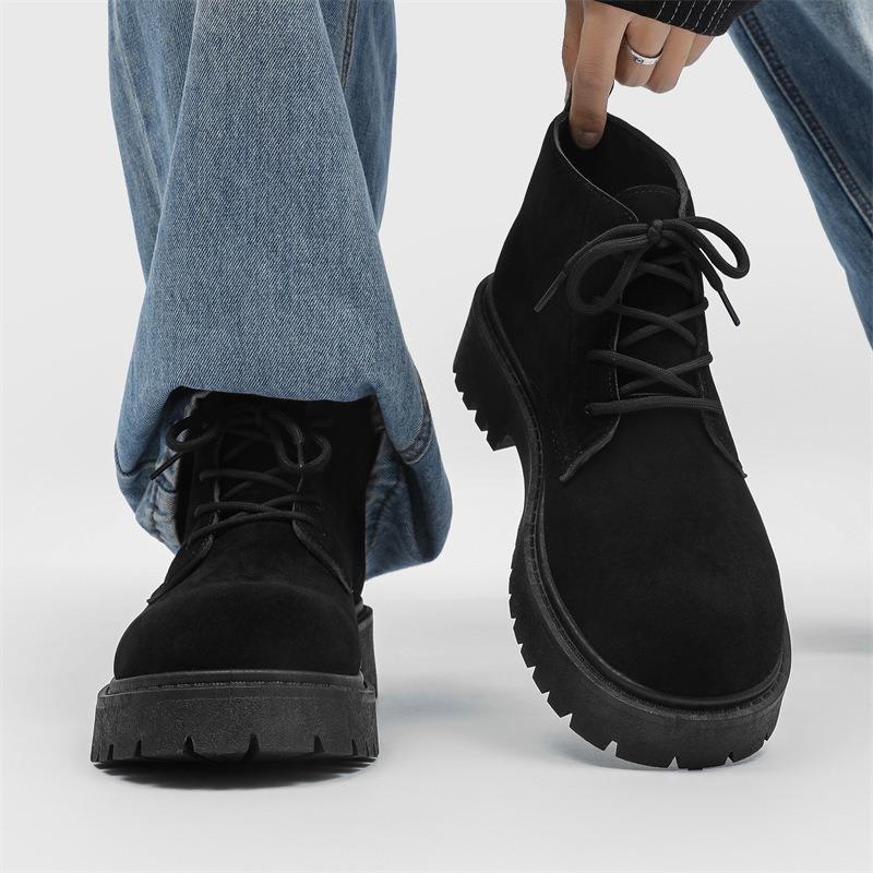 Модная мужская обувь с высоким голенищем Модная уличная комфортная мотоциклетная обувь для мужчин Ретро британский стиль Ботинки с высоким голенищем Инструментальные ботинки Botas Para Hombre