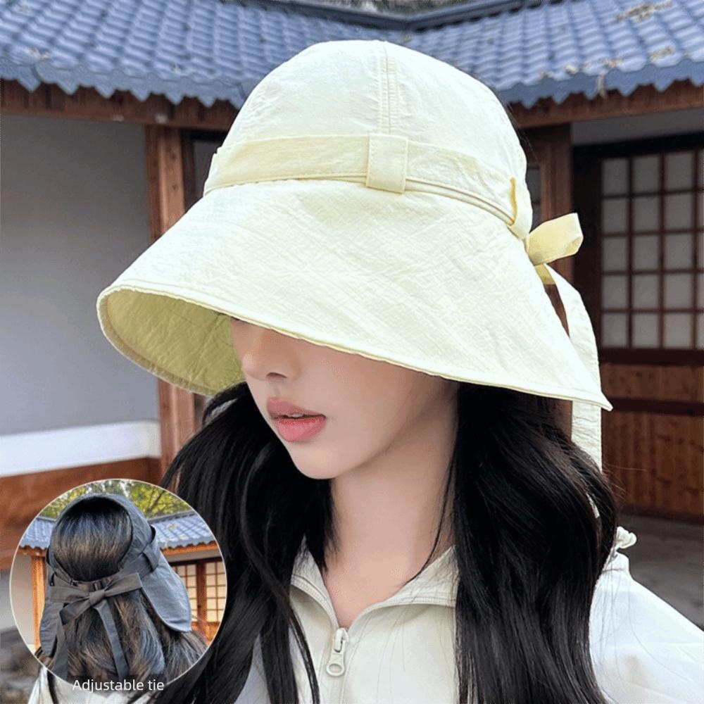 Stylish Large Brim Bucket Hat Thin Breathable Sun Hat Foldable Summer Cap Women