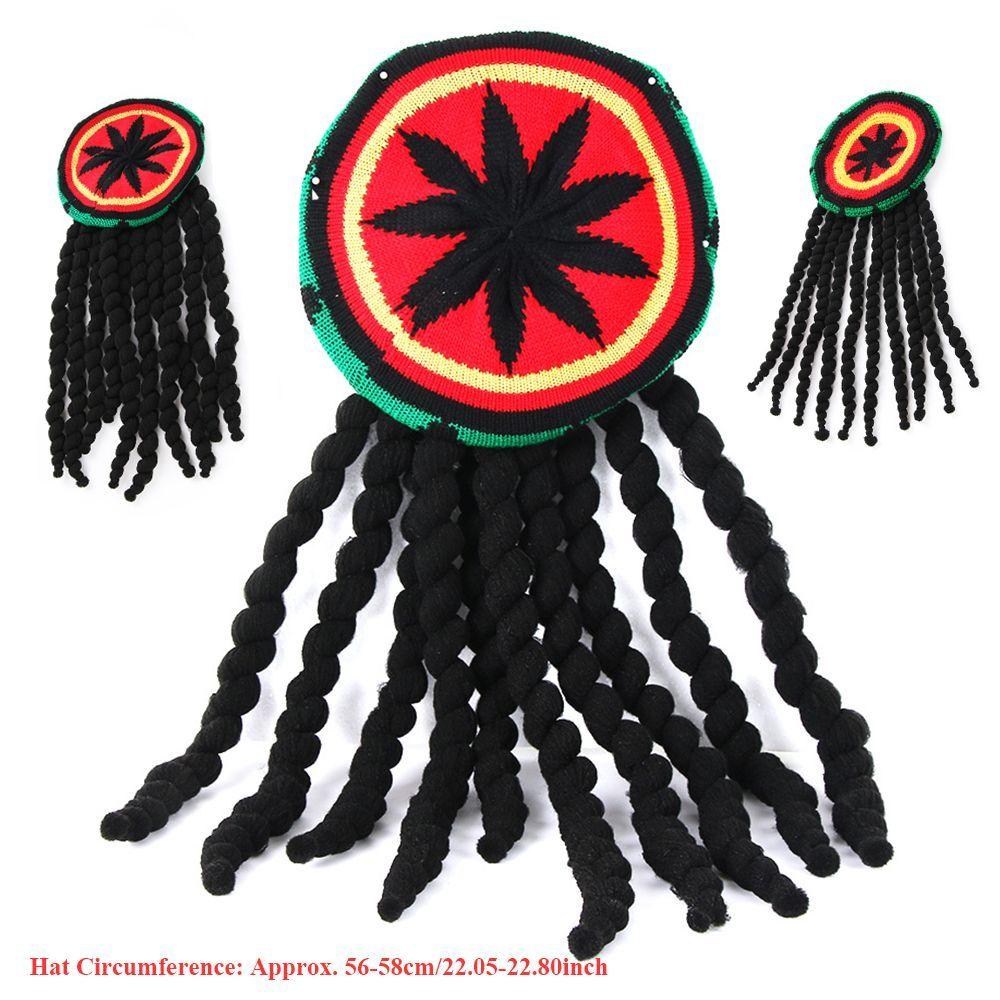 Crochet Unisex Dreadlocks Reggae Wig Braid Hat Rasta Hair Hat Knitted Beanies Jamaican
